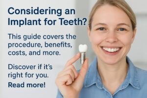 A close-up of a dentist inserting a titanium implant into a patient's jawbone, showcasing the precision and care involved in modern dental implant procedures. No text on the image.