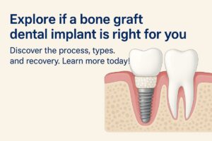 Image of a dentist in Phoenix, AZ explaining the bone graft dental implant procedure to a patient, pointing to a 3D scan of the patient's jawbone. No text on image.