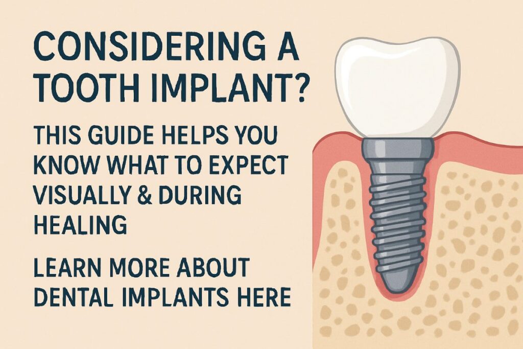An image displaying the three main components of a dental implant: the post (inserted into the jawbone), the abutment (connecting the post and crown), and the crown (the visible part that looks like a natural tooth). The image should highlight how each part contributes to the overall natural appearance and function of the implant. No text on image.